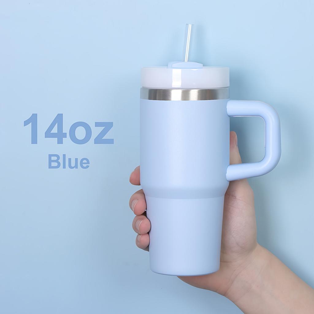 New 14oz Double Layer 304 Stainless Steel Insulated Car Cup With Lid And Straw