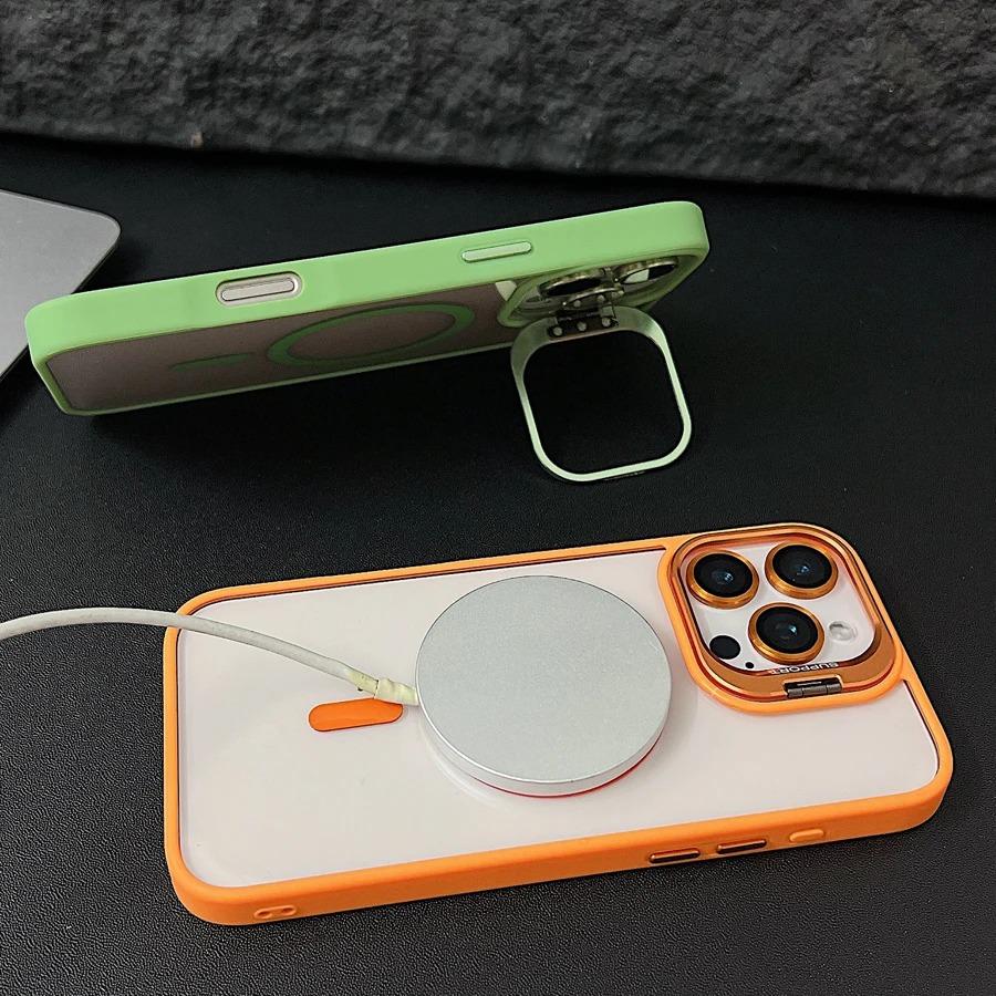 Magnetic Ring Stand Case For Magsafe For For Iphone 17 16 15 14 Plus 13 12 Pro Max Wireless Charge Case With Lens Protector