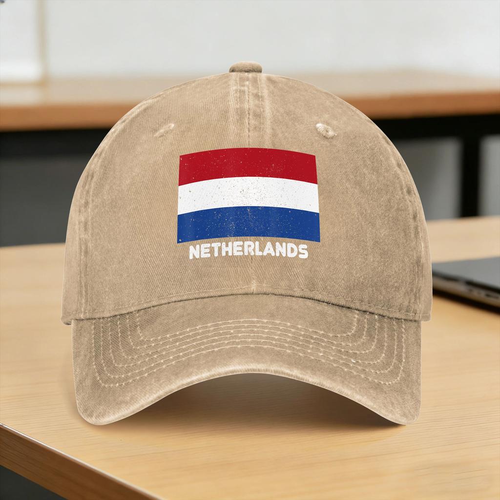 Dutch Netherlands Flag Pride Dutch Flag Washed Baseball Cap Classic Sun Hip Hop Hats Spring Couple Women Camping Snapback Cap