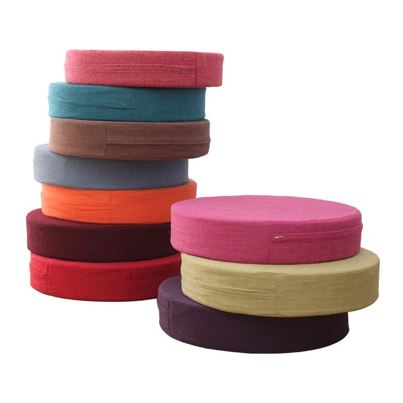 Thick Washable Japanese Zen Meditation Cushion - Round Tatami Linen Seat for Home and Balcony
