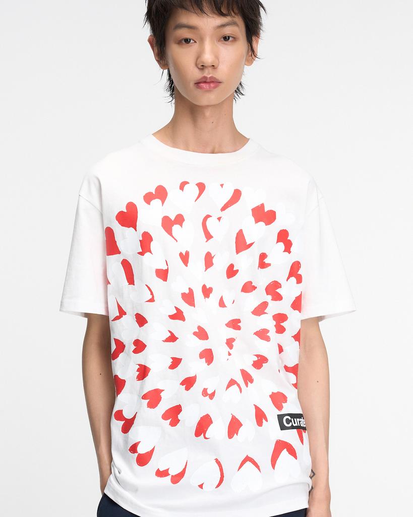 THEMUSEUMVISITOR Heart Blossom Overfit T-Shirt (White)
