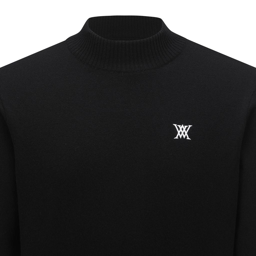 ANEW GOLF Men Wi Fuzzy Logo Point Sweater_Bk