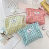 Girly Plaid Cosmetic Bag Large Capacity Travel Portable Women  Clutch Zipper Pouch Handbag Makeup Toiletries Storage Bags