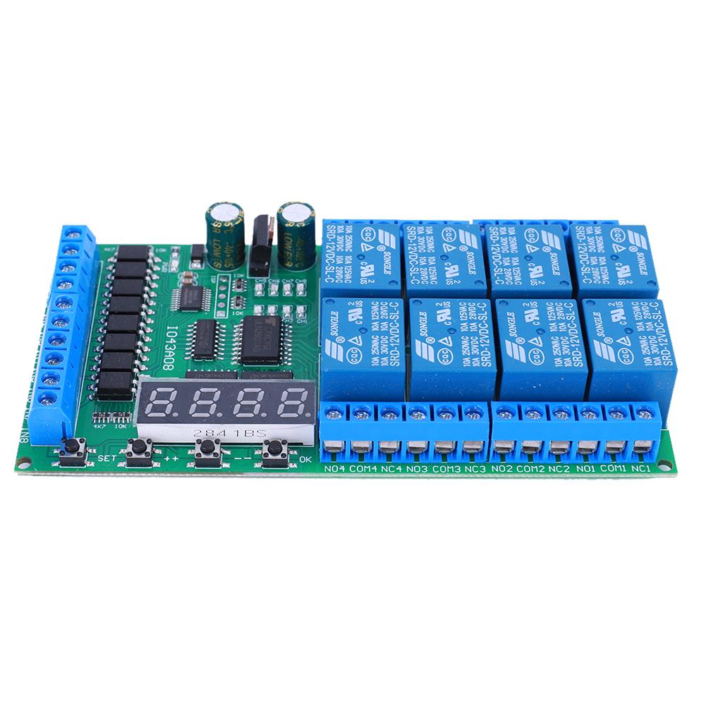 DC 12V 8 Channels Multifunction Timer Time Switch Relay Module Timing Cycle Interlock Self-locking Momentary Bistable