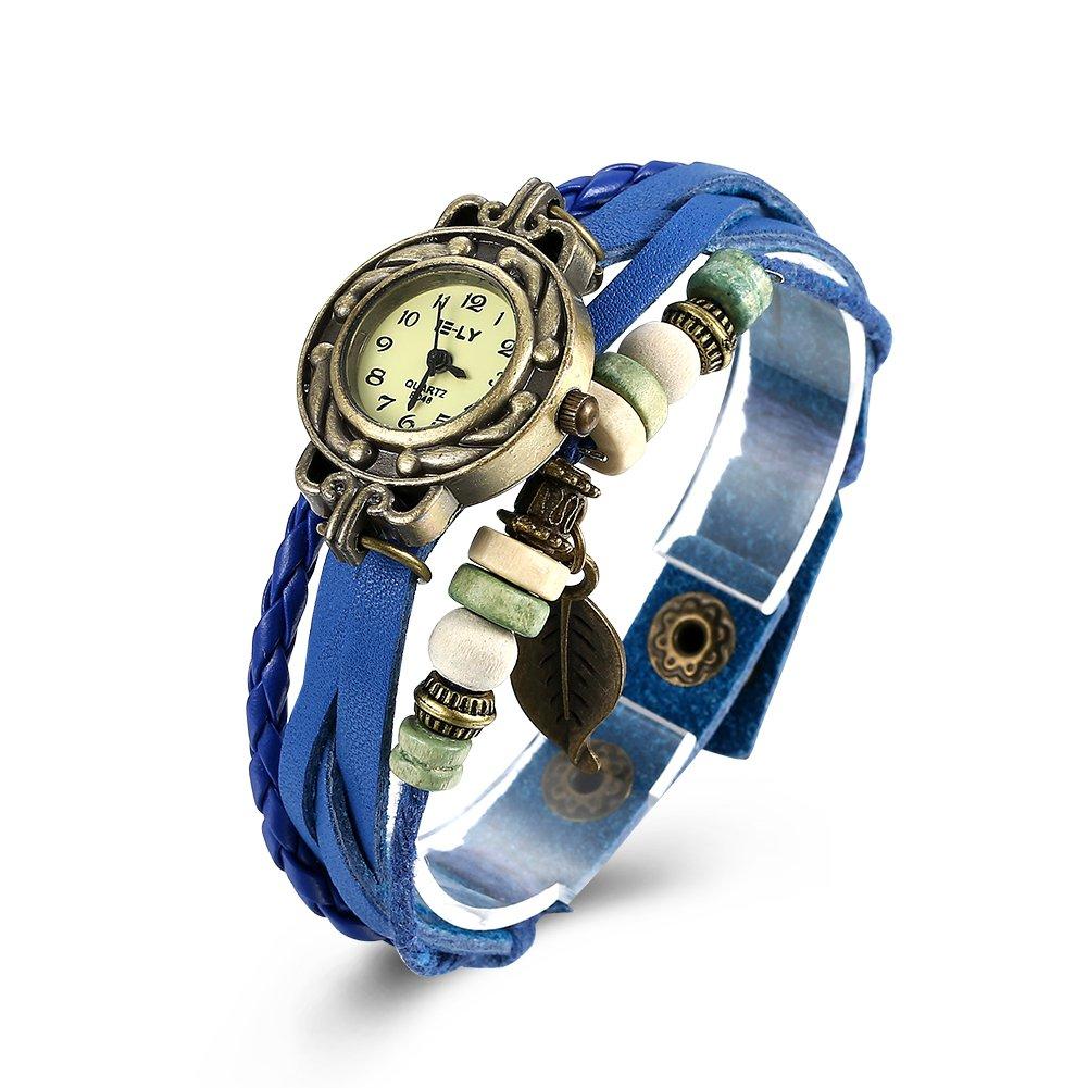 Jewelry Brand Popular Bracelet Retro Leather Genuine Leather Bracelet Watch Braided Handmade Color Orange Retro Leaf Plant Leaf Bracelet Watch Men's