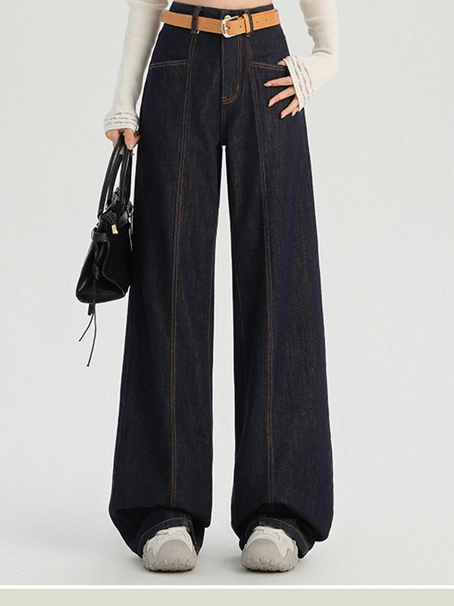 

2025 Women s American Retro High Waist Wide Leg Jeans - Slimming Loose Fit Long Denim Pants Large