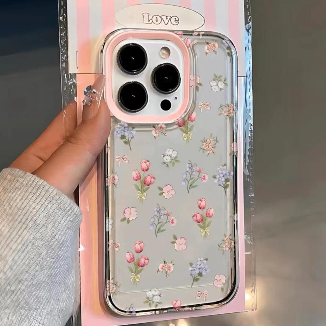 

Простой Чехол-Блокнот На Весь Экран С Цветами Для iPhone 16 15 14 13 12 11 Pro Max XR XS MAX 7 8 Plus Y2K Милый Противоударный Задний Чехол TPU&Case&iPhone 12 Pro