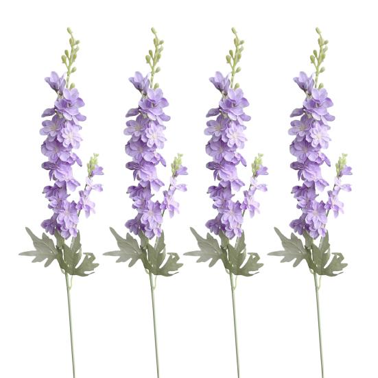 4 Pcs Artificial Delphinium Flower for Vase Filler 33.46 Inch Long Stem Fake Larkspur Flower Faux Silk Bouquet for Wedding Home Decor Floral