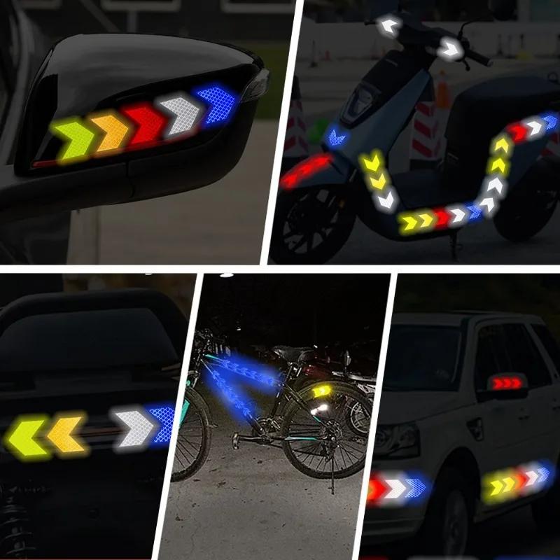 10pcs Car Reflective Arrow Sticker Safety Warning Sticker for Car Bumper Trunk Reflector Hazard Tape Car Styling Luminous Film