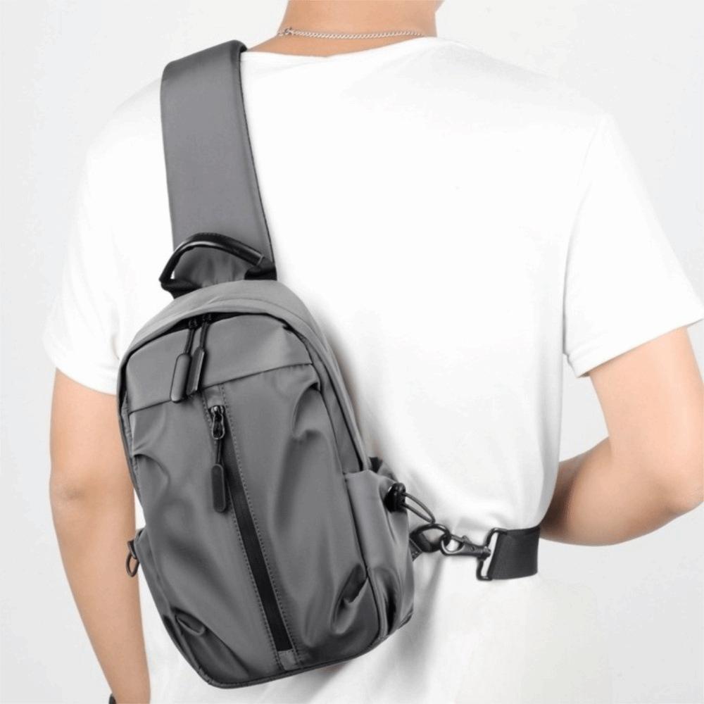 Multifunction Sports Crossbody Bag Solid Color Nylon Shoulder Bag Casual Men's Chest Bag  Fitness
