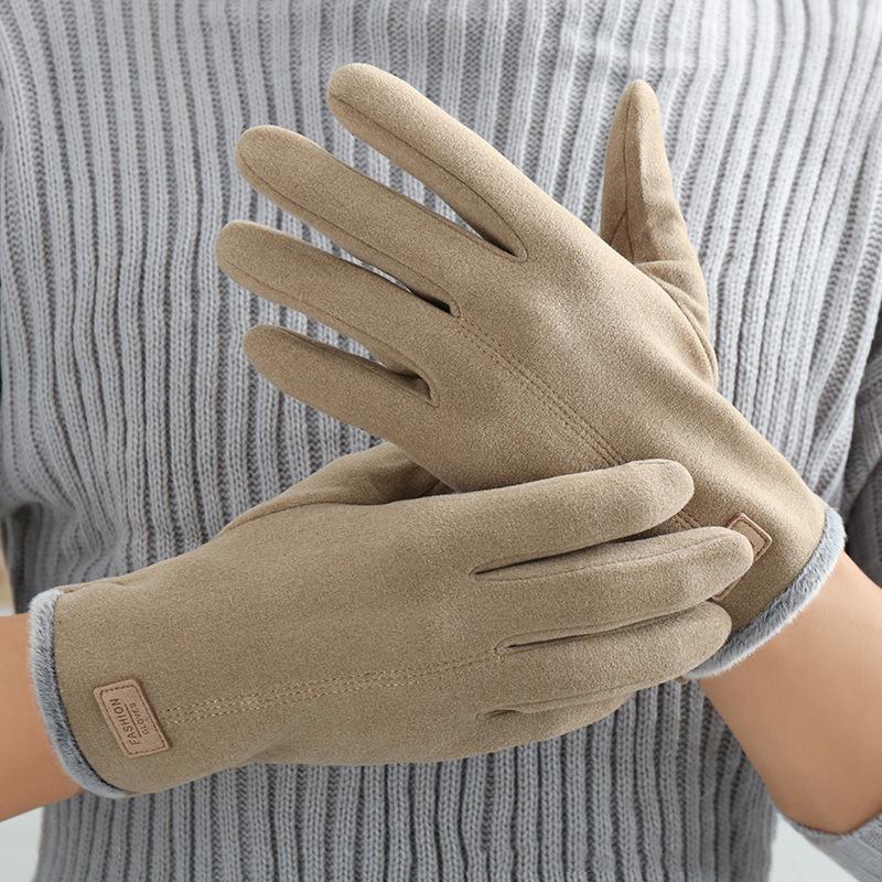 Winter Keep Warm Touch Screen Plus Velvet Inside Suede Mens Gloves Fashion Simple Solid Thicken Man Outdoor Cycling Drive