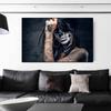 Solid Wood Frame Black Skull Tattoo Girl Modern Canvas Painting Wall Art Posters and Prints Picture for Living Room Home Decoration