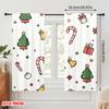 2pcs,2D Plane Printing Light Filtering Curtains Christmas Bells Candy Cane Tree Gift Durable Polyester (without Rod) Holiday for