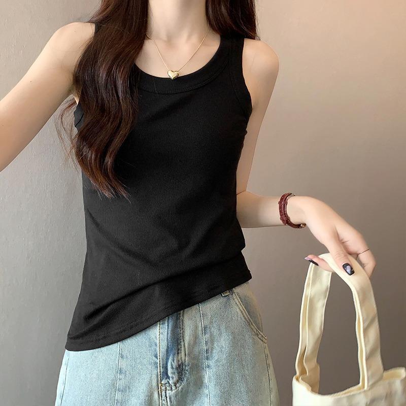 

Sleeveless outer wear, sling vest, women s summer anti-light suit, inner cover, tight-fitting threaded backing solid-color top XL