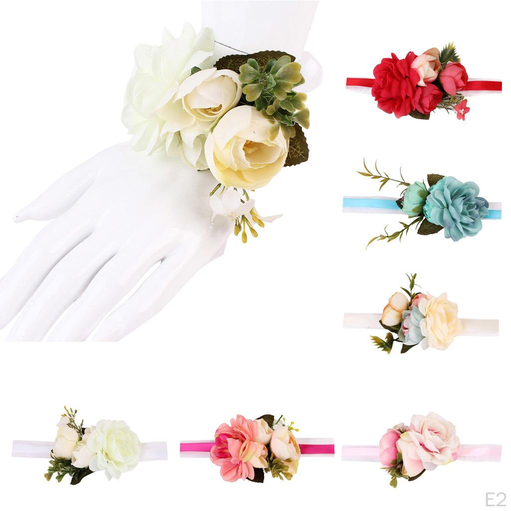 2018 Ribbon Flower Bridal Wrist Wedding Corsage Bracelet Hand