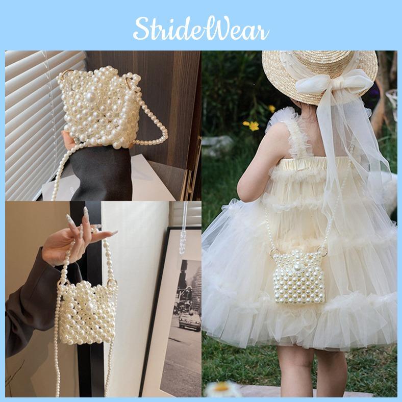 Pearl Woven Crossbody Bag Suitable For Girls Handmade Bead Bag For Daily Outfit