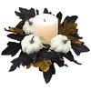 Halloween Candlestick Black Wreath Simulation Flower Maple Leaf Party Decoration Candle Tabletop Ornament Simulation Wreath