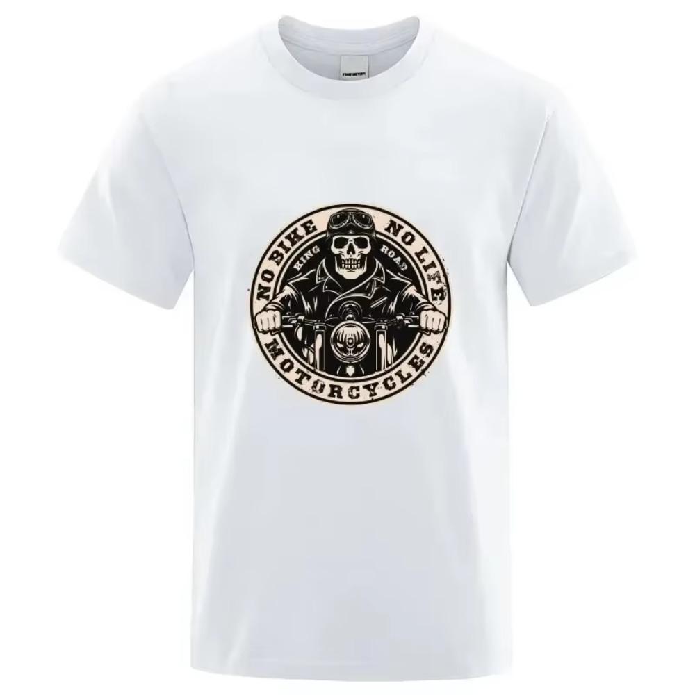 Short Sleeve  T-shirt Motorcycle Addict Piston Skull T Shirt Men's Hip Hop Shirt Cool Tee Harajuku Streetwear Fashion 2024