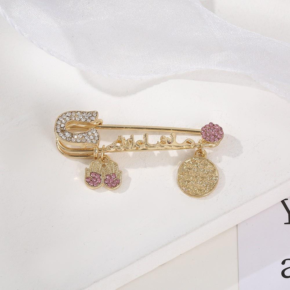 Blue-Eyed Palm Crown Letter Zircon Brooch Fashionable Personalized Retro God's Eye Design New Wholesale Brooch