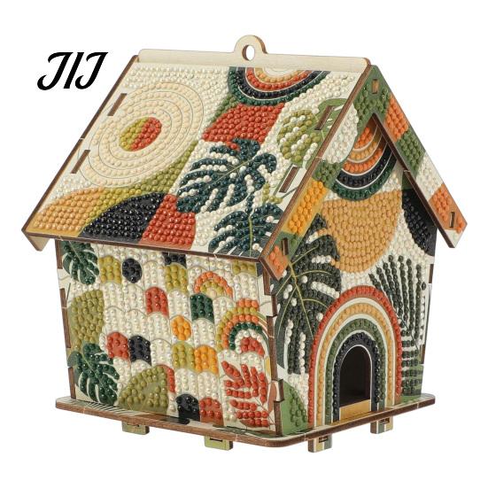 Artigianato da scrivania fatto a mano Kit Pittura con strass Casa di Natale 3D, Set Artigianale Fai da te Capanna Girasole in Legno, Ornamento Artistico Artigianale per Decorazione