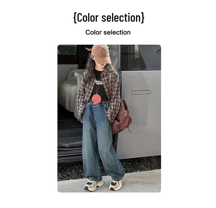 Big Girls' 2025 Wide-Leg Denim Pants - Autumn Casual Style