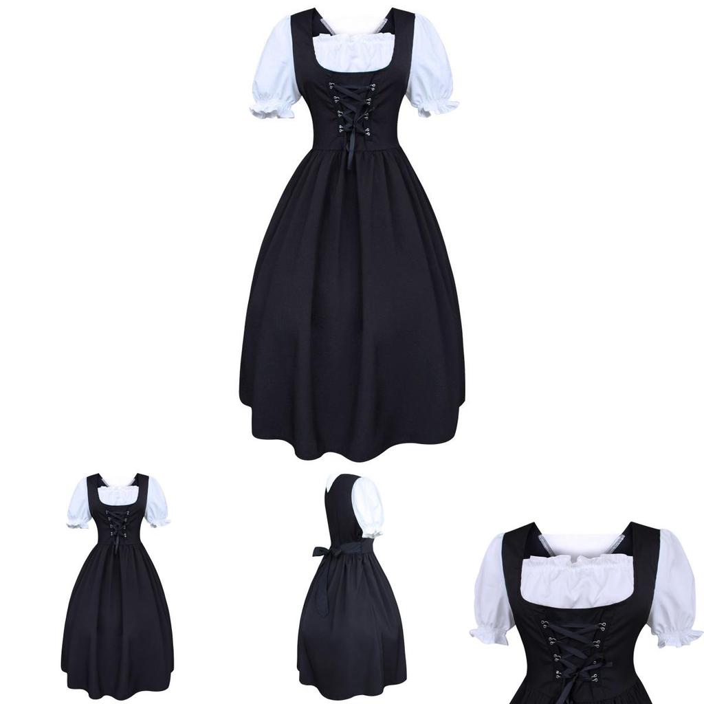 Medieval Revival Costume Gown With Polyester And Nylon Fabric For Cosplay And Costume Parties