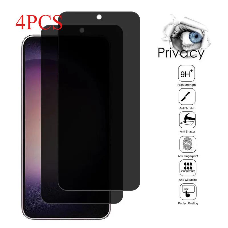 4PCS Privacy Tempered Glass for Samsung Galaxy S24 S23 Plus Anti-spy Screen Protector Fingerprint Function for Samsung S22 S21 S25