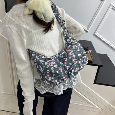2025 Spring New Textured Floral Dumpling Bag Autumn and Winter Simple Korean Version Class Commute Single Shoulder Oblique Span Tote Bag
