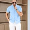 Men's Business Casual Solid Color Short Sleeved Shirt for Summer Fashion No Ironing Comfortable and Versatile Top