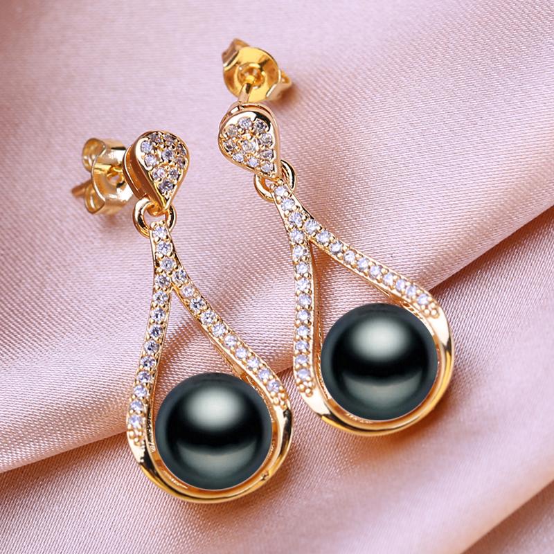 

SENIKO 8-9 мм серьги с натуральным пресноводным жемчугом модные серьги для женщин серьги с кубическим цирконием CZ ювелирные изделия с жемчугом D