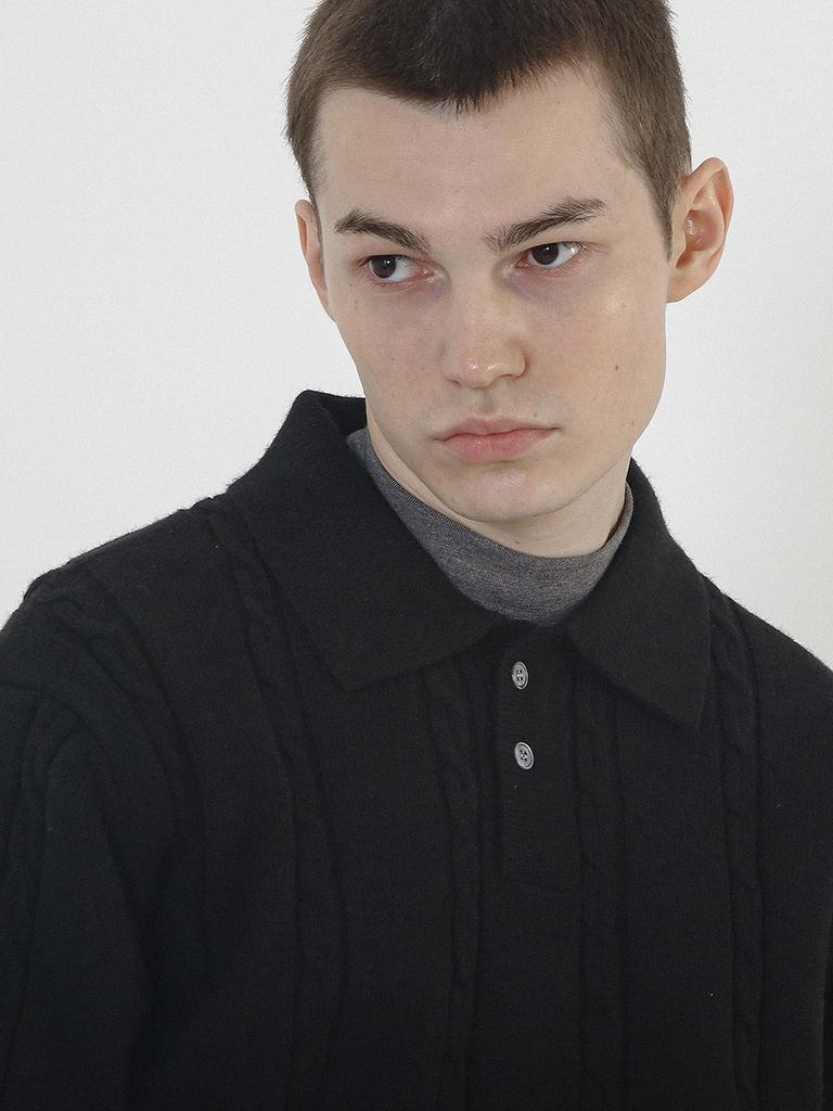 Chaenseseunoi Modal Cable Collar Knit (Black)