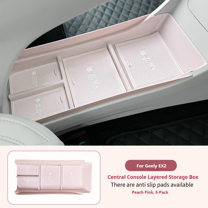 For Geely EX2 Car Layered Storage Box Below The Central Control  Armrest Box Tray Storage Device Automotive Interior Accessories