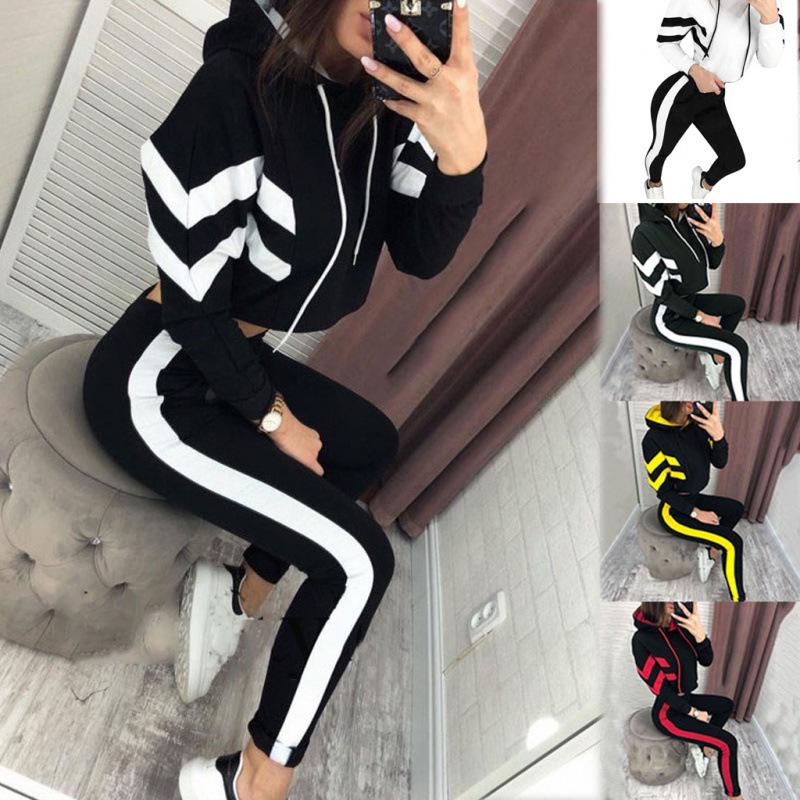 2023 Women's Hooded Cropped Sweatshirt Two-Piece Set - Autumn/Winter Collection