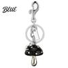 Bag Pendant Keychain Rhinestones Inlaid Mushroom Shape Key Holder Lobster