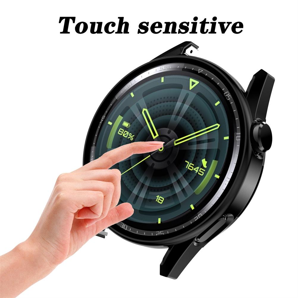 Smartwatch Full Cover Case with Tempered Glass Film Smartwatch Screen Protector Case for GT3 46mm Black