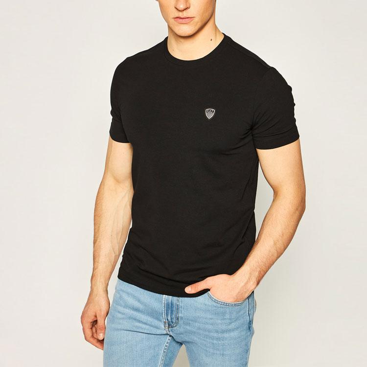 Emporio Armani EA7 Logo Pattern Minimalist Crew Neck Short Sleeve T-Shirt Men Tops Black 8NPTL7-PJ03Z-1200
