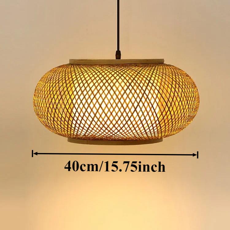 

JOYINLED Round Hand Knitted Bamboo Pendant Light, Asian Zen Style Natural Chandelier E27 for Dining Table Tea Room Restaurant