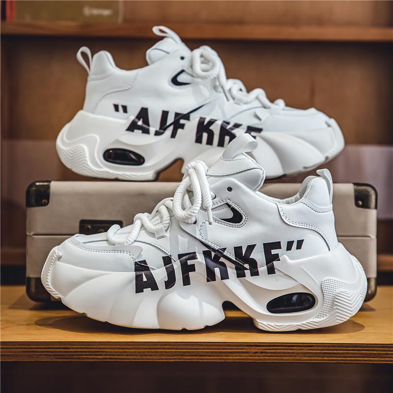 

Autum New Designer Shoes Chunky Sneakers for Men Fashion Casual Microfiber Leather Upper Increased Internal Platform Sport Shoes 44
