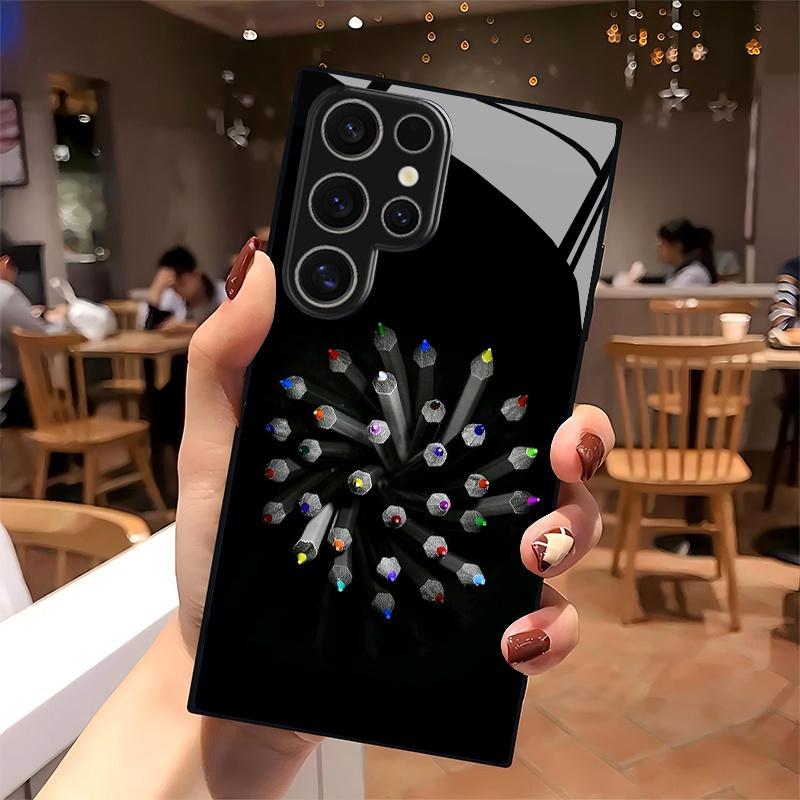 Colorful Pencil Radiating Pattern 2D Phone Case for Samsung S26 S25 S24 S23 S22 S21 S20 A56 A36 A16 - Glass Protective Cover