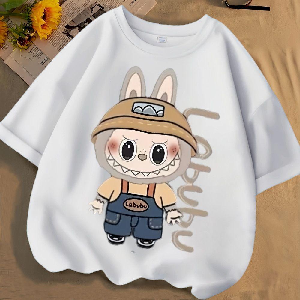 Labubu 3D Tištěné Oblečení Rodič Dítě Dámské Tričko Dětské Tričko Zábavné Anime Kreslené Tištěné Top s Krátkým Rukávem 100-160 S-6XL