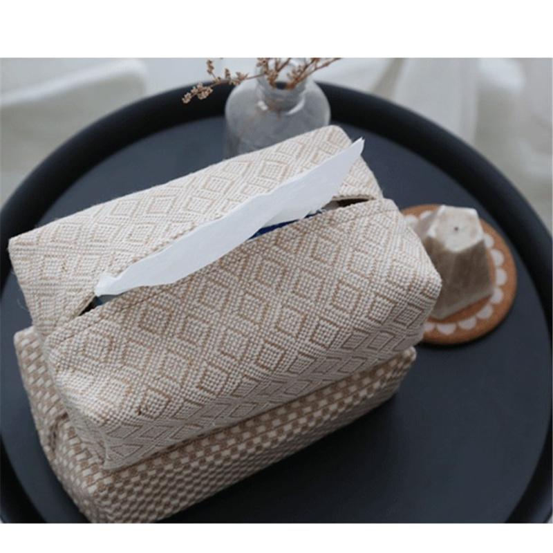Cotton And Linen Tissue  Storage  Box Paper Dispenser Holder Household Accessories