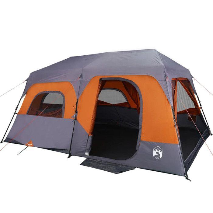 Tente familiale - vidaXL - 9 personnes - Imperméable - Système de dégagement rapide - Gris