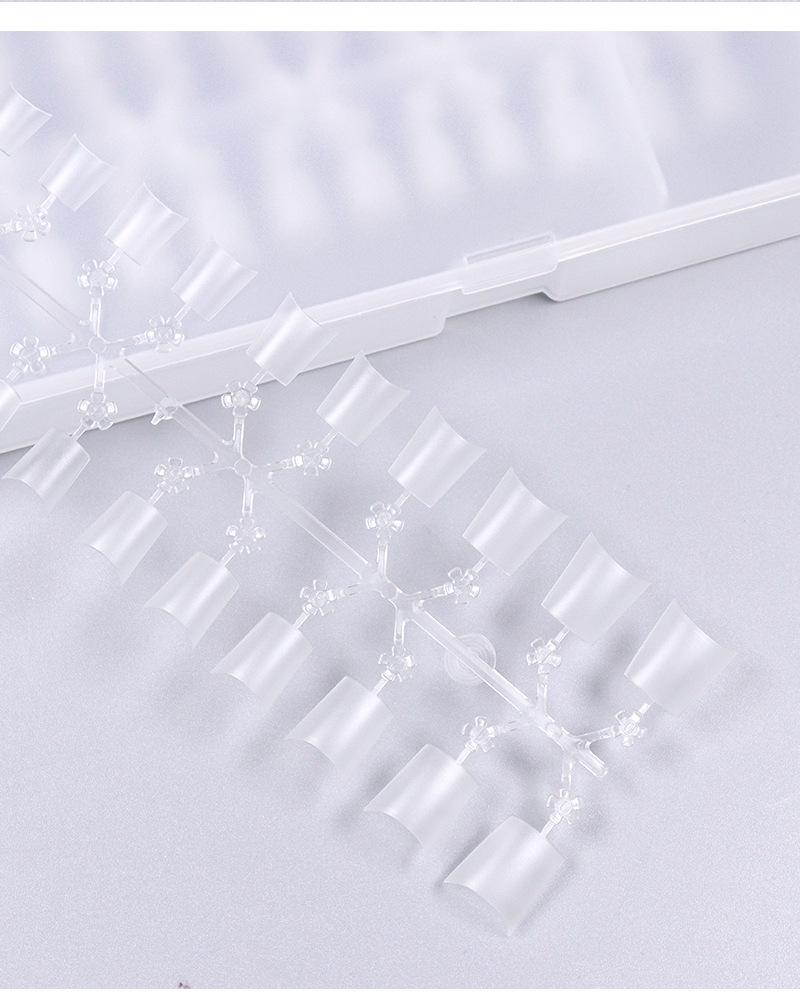 Traceless Oval Flower Nail Tips - Frosted Half-Cover
