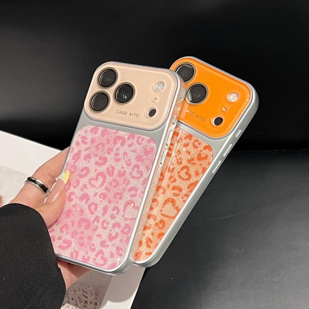 The New Second Change 17 Leopard Print Mobile Phone Case Is Suitable for iPhone17promax Glitter Large Window Apple 17 Mobile Phone Case.
