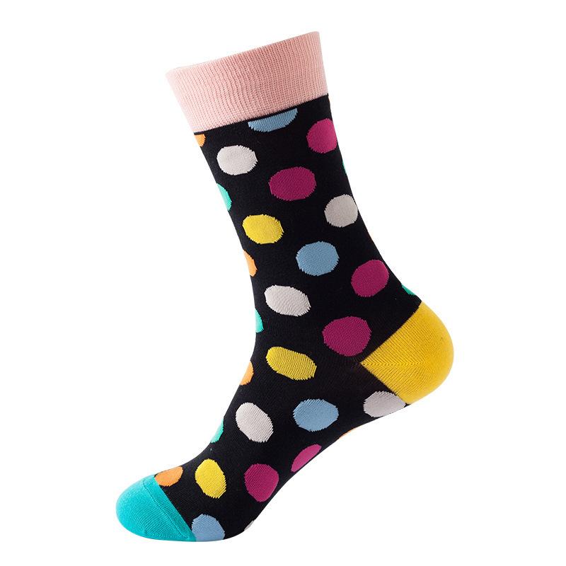 Hundreds Fashion Business Men 100% Cotton Happy Lattice Socks Unisex Boys Combed Hip Hop Street Skateboard Funny High Sox Set