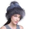 Women's Fashion Fox Fur Ball Hat Autumn and Winter Warm Fur Straw Hat