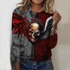 2025 Autumn & Winter Women's New Casual Crew Neck Long Sleeve Top 3D Halloween Pattern Ideal Halloween Christmas Gift