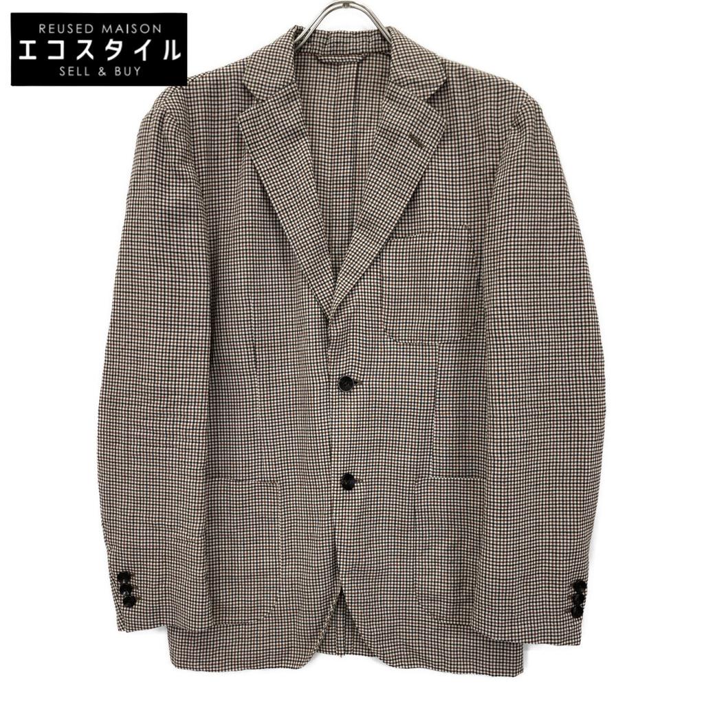 TOMORROWLAND PILGRIM [Excellent Condition] 61-07-22-07002 Check Wool Polyurethane Single 2B Jacket 46 beigeUsed