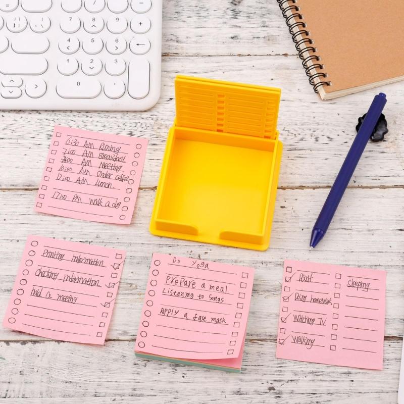 Sturdy Plastic Sticky Note Organizers with Stencil Templates for Personalize Office Supplies Desk Setups Daily Use