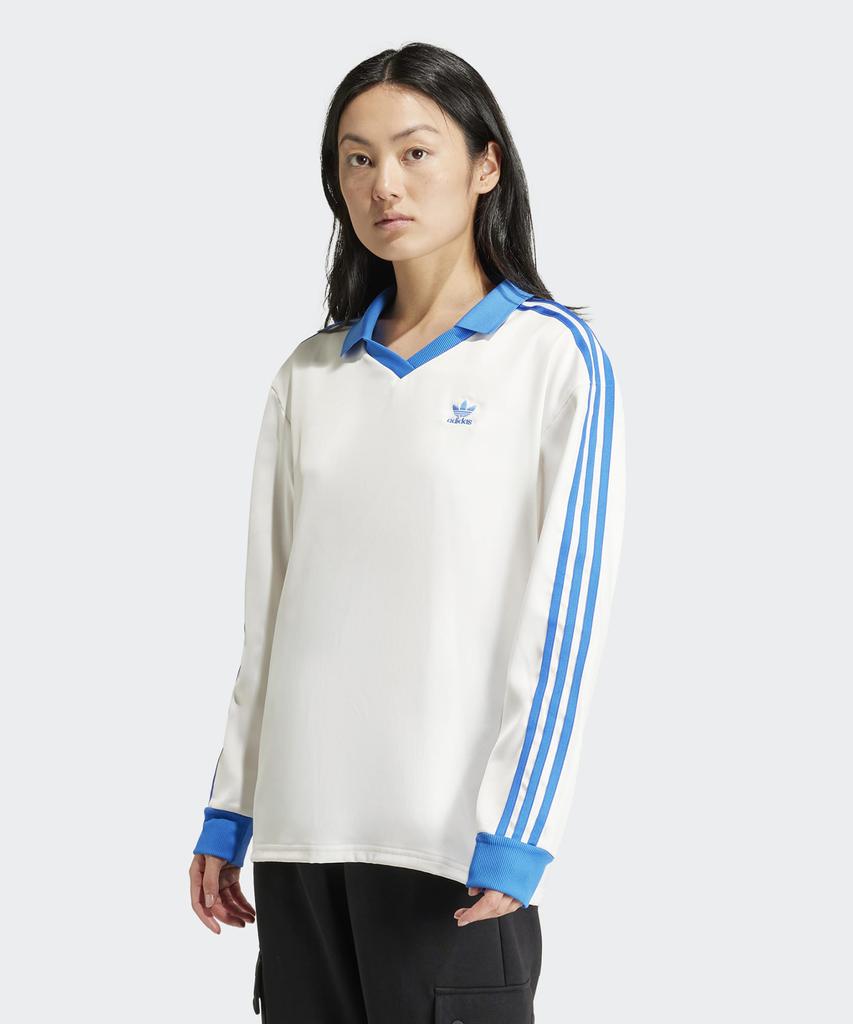 ADIDAS 3S Satin Long Sleeve Tee - White:Blue / Ir6100